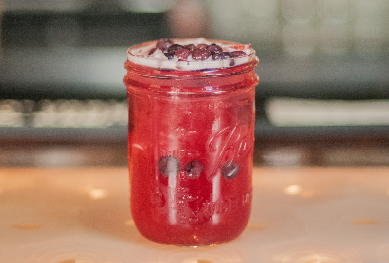 Our most popular drink, the Blue Velvet, is made with blueberry-infused vodka