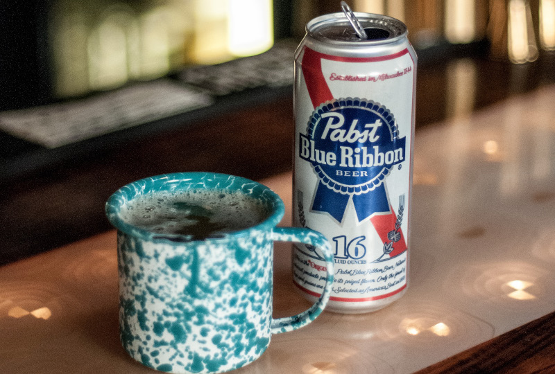A cocktail made with PBR at Velvet in Bend, Oregon